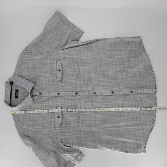 Alfani Mens Regular Fit Gray Grey Button Down Short Sleeve Shirt - Size XXL -GUC - Picture 10 of 10